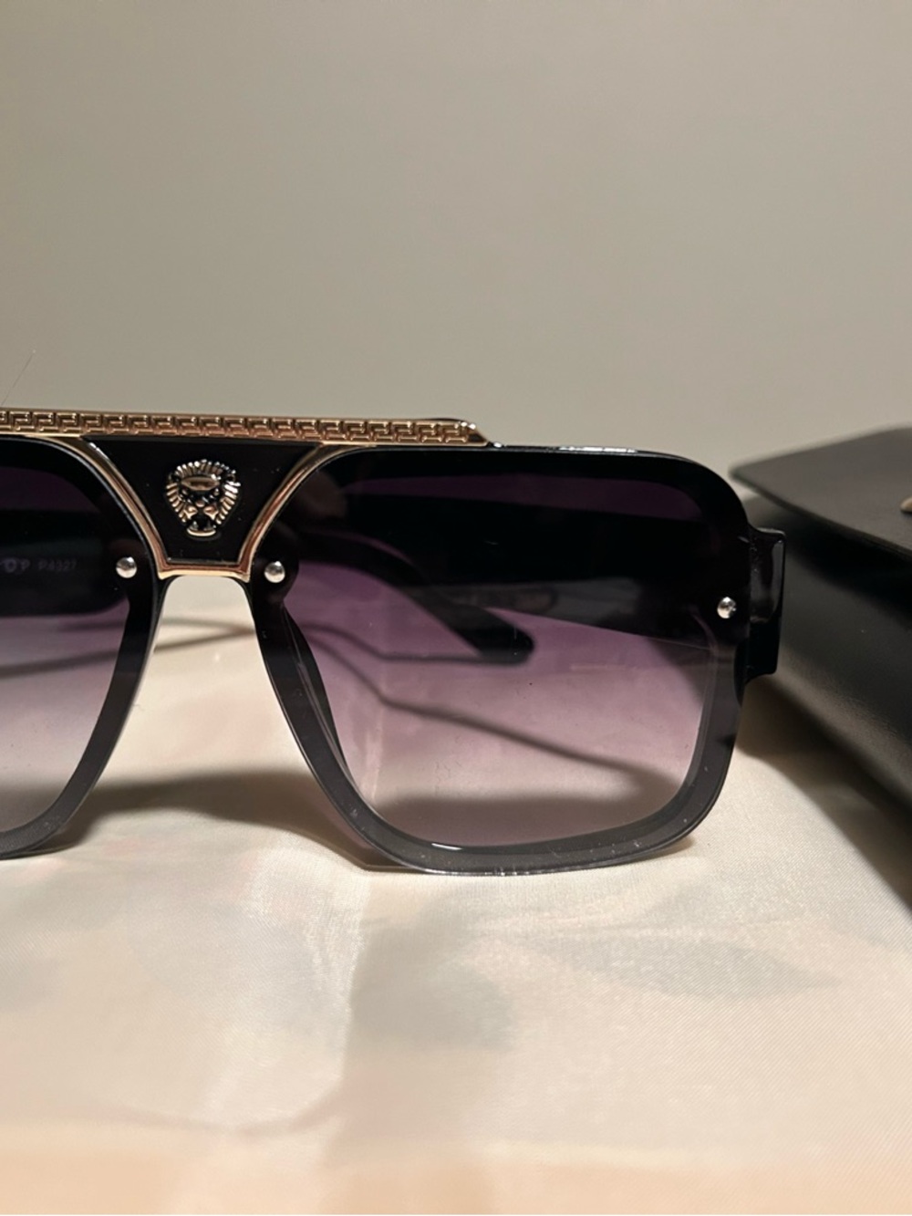 Black Frame Sunglasses with Purple Gradient Lenses